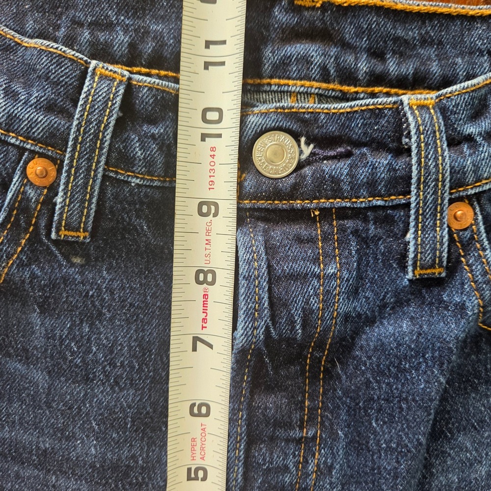 Levis 501 Crop Jeans W28 Button Fly Distressed‎ High Rise Dark Wash - Picture 9 of 10
